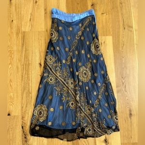 Women’s Lotus Creations Blue/Black Maxi Skirt w/ Gold Detail